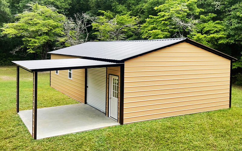 Garage with Lean-to